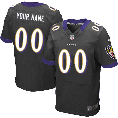 Nike Baltimore Ravens Customized Black Stitched Elite Men's NFL Jersey - Click Image to Close